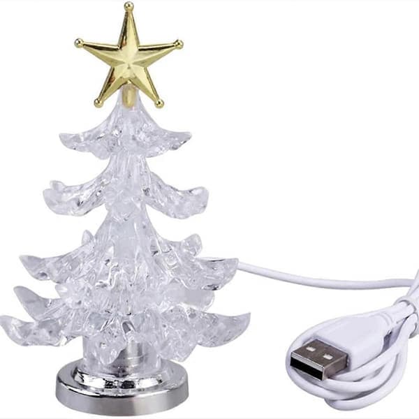 USB Strøm Multicolor Skrivebord Glødende LED Juletræ 28 cm