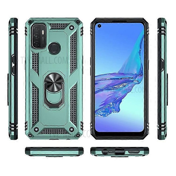 Kompatibelt Skal för Oppo A53 / A53s / A32 4G Mobilskal PC + TPU Hybrid med Ringstativ Green