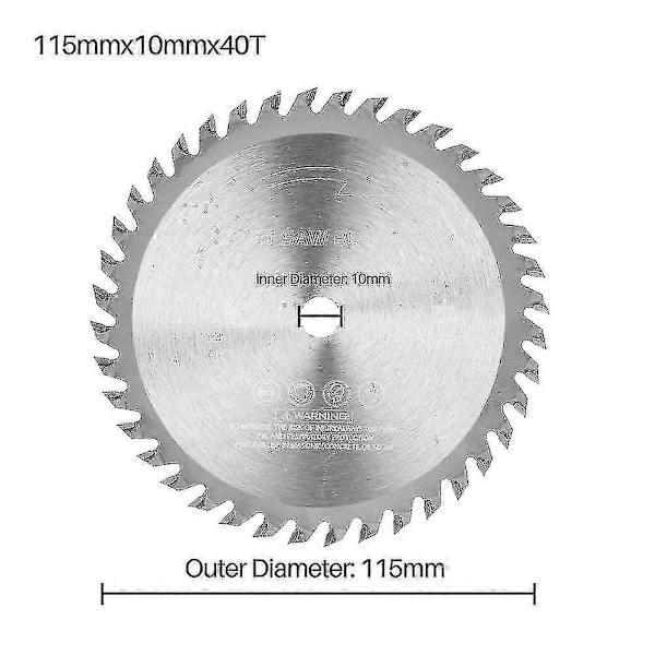 40T Kovametallikärkinen sahanterä 115mm pyörösahanterä puulle terä C