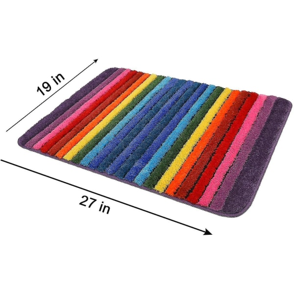 Tflycq Rainbow Färgglad Badrumsmatta 19 X 27 tum Aqua Mjuk Mikrofiber Plysch Vattenabsorberande Tjock Badmatta Maskintvättbar Halkfri Dörr Matta Rec