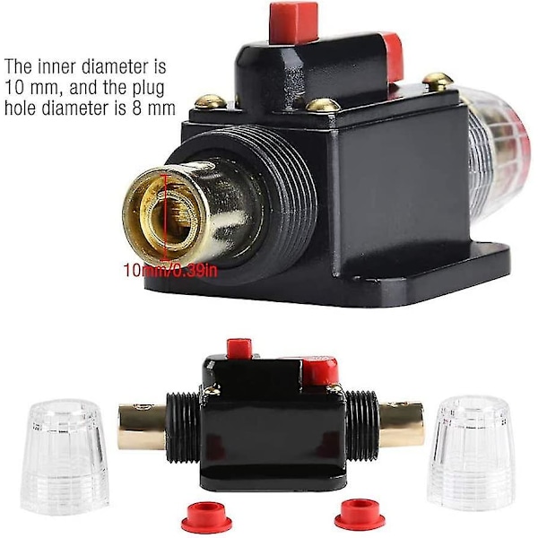 40a Automatisk Vanntett Strømbryter, 12v-24v DC Inline Sikringsholder, Manuell Reset Bryter Bil Audio Sikring, Inline Sikringsblokk (40a) Høy kvalitet