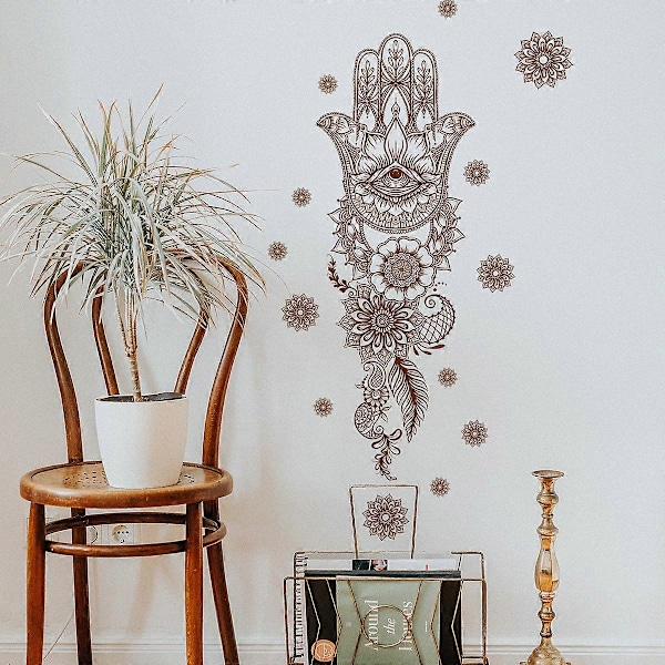 Mandala Palm Lotus Väggdekal Sovrum Vardagsrum Dekoration Bakgrund Vägg Självhäftande Väggdekal