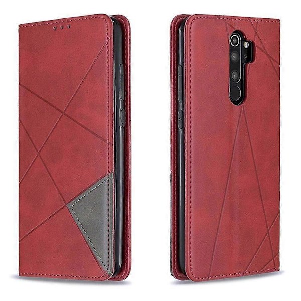 Geometrisk Mønster Stativ Lær Kortholder Deksel Kompatibel Med Xiaomi Redmi Note 8 Pro Red
