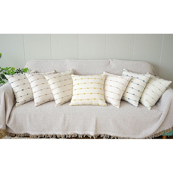 Boho Bomulls Lin Putetrekk 45x45 cm Stripe Jacquard Firkantet Dekorativt Pynteputetrekk For Sofa Sjeselong Seng Dekor (grønn, 45x45 cm)