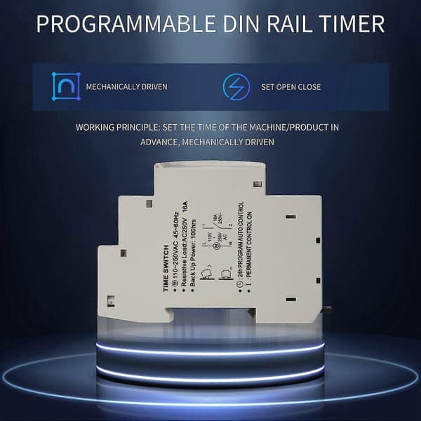 SUL180a 15 Minuter Mekanisk Timer 24 Timmar Programmerbar Din-skena