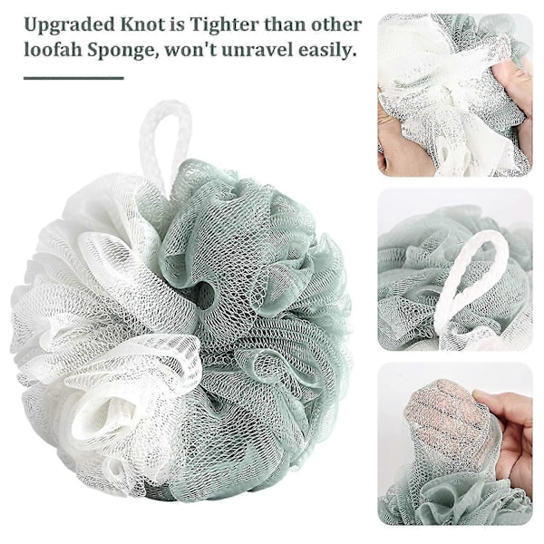 Badsvampar Dusch Loofahs, Mjuk Nät Kroppsskrubb Svampboll, Hållbar Mesh Pouf Bad Loofah Svamp Kroppstvätt Puff, 4-pack (4 förpackningar, 4)