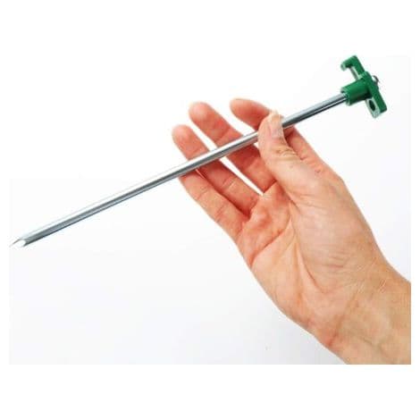 16 teltpløkker, robust stål 25 cm, plasthoved, til camping og hårdt underlag