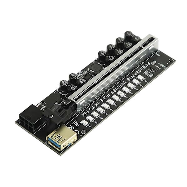 VER018S PCI-E Förlängnings Riser 1x till 16x USB 3.0 LED-kort PCI-E Adapter För GPU