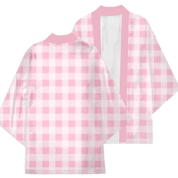 Kimonot naiset miehet kesä 2023 casual vaaleanpunainen rantaviitta elokuvaan Barbi Cosplay -asu Unisex kimono neuletakki A3 M