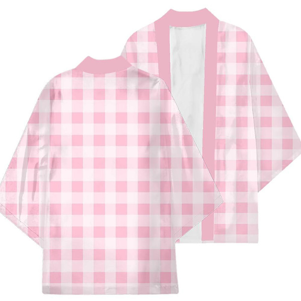 Kimonot naiset miehet kesä 2023 casual vaaleanpunainen rantaviitta elokuvaan Barbi Cosplay -asu Unisex kimono neuletakki A5 L