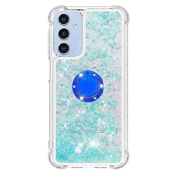 YB Quicksand Series-7 Yhteensopiva Samsung Galaxy A15 5G -puhelimen kuori nestemäisellä glitterillä ja paljeteilla, TPU-jalustalla Blue