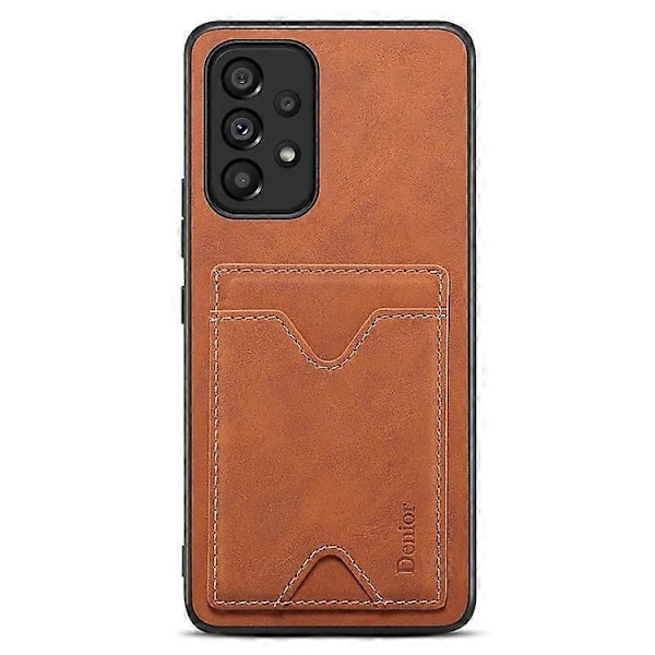 DENIOR Kompatibel med Samsung Galaxy A53 5G Læderbelagt TPU Cover Kickstand Kort Slot Telefon Cover Brown