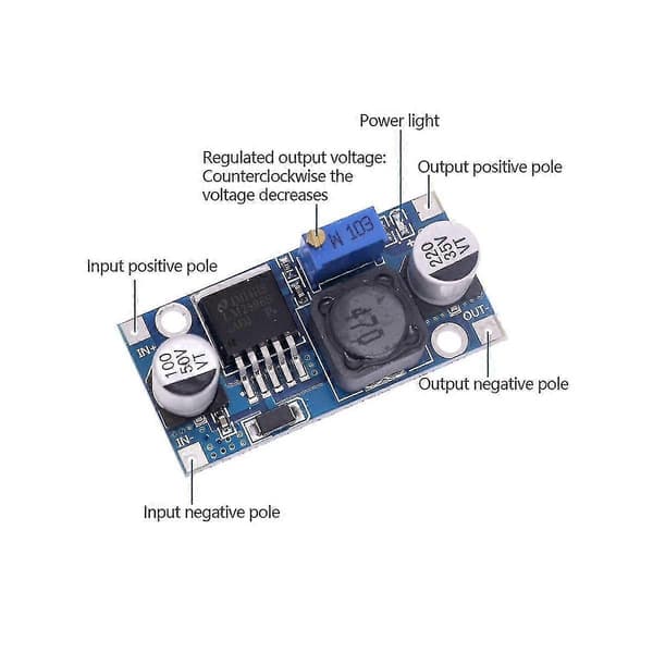2 stk Lm2596s-adj 3-40v DC-DC Justerbar Spenningsregulator Strømmodulkort 3a Konverter