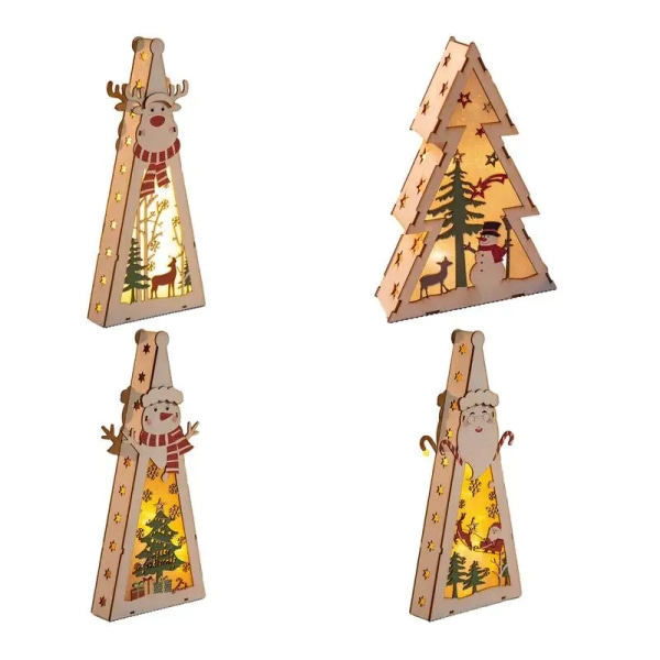 LED-puiset vintage lyhdyt yövalo Söpö kolmiomainen joulukoristeen lyhtykoristelu joulukuusen kuistille portaiden puutarhaan style 3