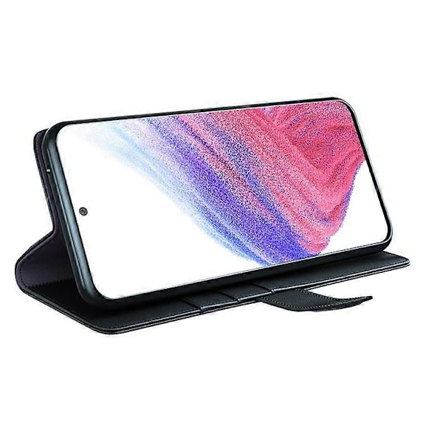 Kompatibel med Samsung Galaxy A53 5G Wallet Case Split Læder Ægte Læder Folio Flip Stand Stødsikkert Cover Black