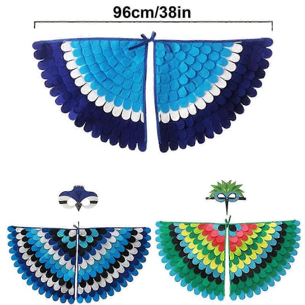 Fågelcape med vingar, uggla/påfågel, maskeradkostym för barn Style8
