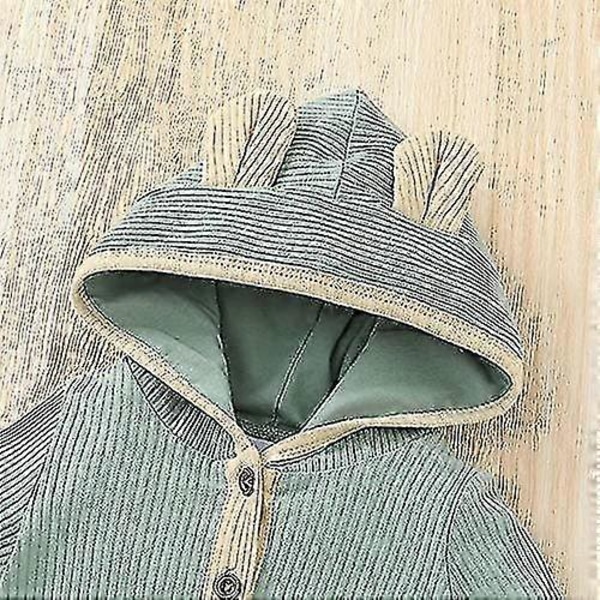 Nyfödd Baby Flicka Pojke Hooded Romper Unisex Baby Stickad Jumpsuit Spädbarn Barn Enfärgade Kläder Baby Flicka Pojke Jumpsuit (6-9 Månader)