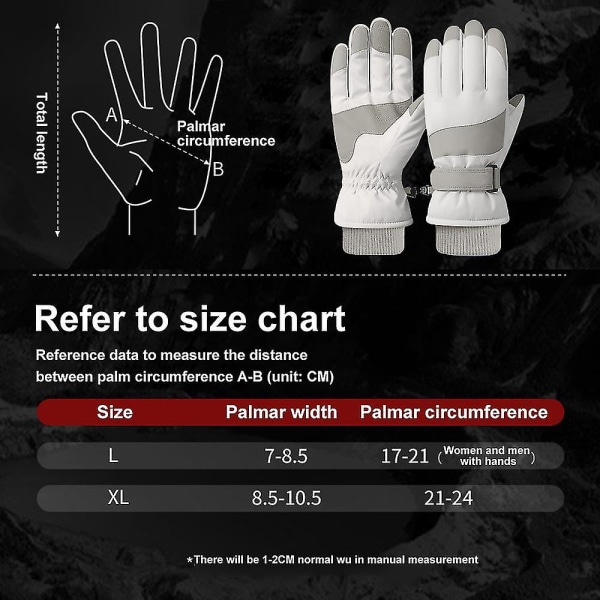 Vinterskidhandskar, vattentäta pekskärms snowboardhandskar, varma handskar för skidåkning Löpning Cykling Light gray
