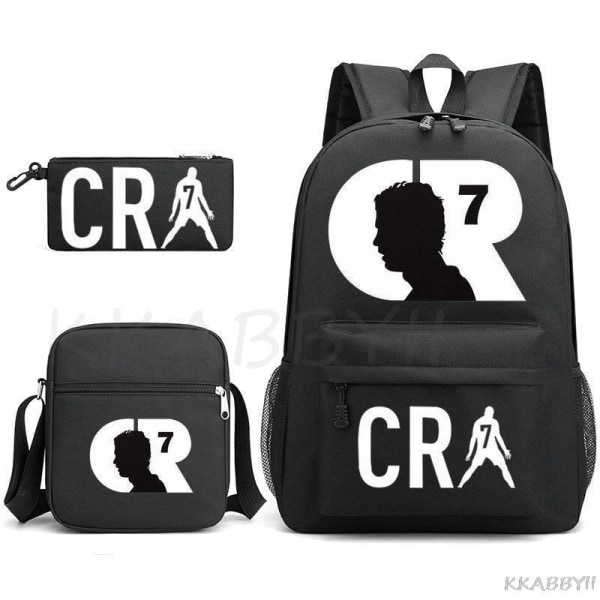 CR7 Skolväskor 3st Stor bokryggsäck för tonåringar Pojkar Flickor Resebärbar dator Mochila Escolars Army Green