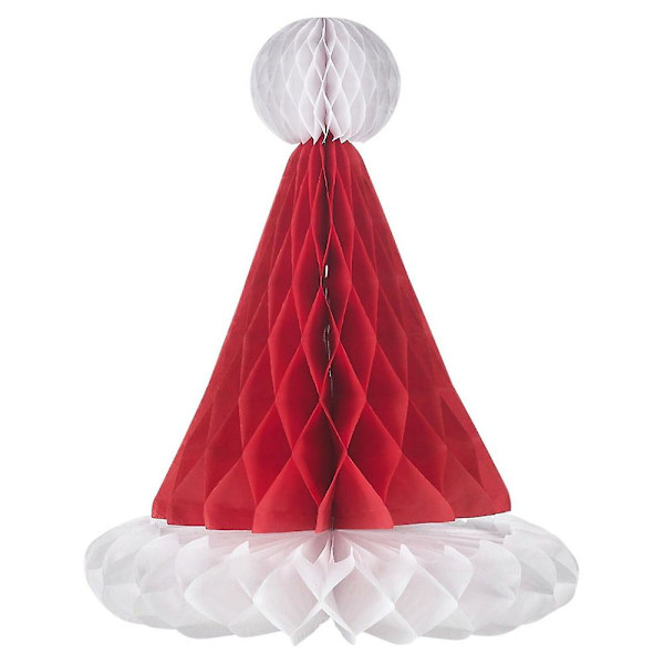 Jul Honeycomb Papper Hängande dekorationer Vikbara papper Lykta Fest Honeycomb Hängande Hänge Ornament Julgran Rekvisita Christmas Hat 2PCS