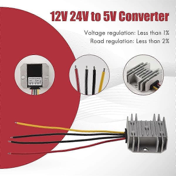12V 24V til 5V 10A DC DC-konverter regulator 12 Volt til 5 Volt 50W Buck strømforsyning udgave d