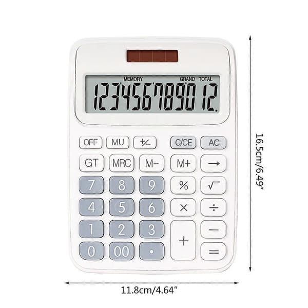 Skrivbordskalkylator 12 siffror med batteri + solenergi och känsliga knappar