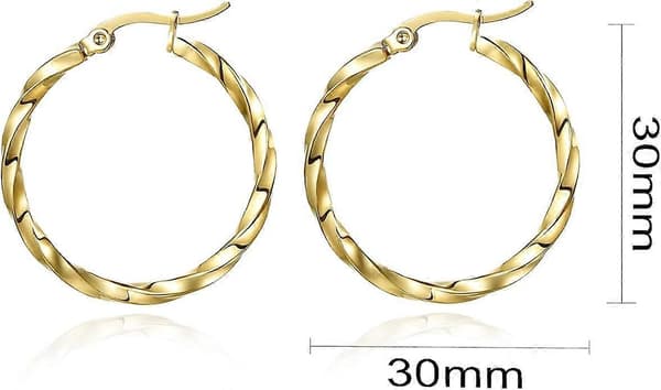 Smykker 9 karat guld snoede creoler til kvinder (35 mm).