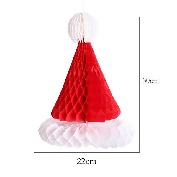 Jul Honeycomb Papper Hängande dekorationer Vikbara papper Lykta Fest Honeycomb Hängande Hänge Ornament Julgran Rekvisita Christmas Hat 2PCS