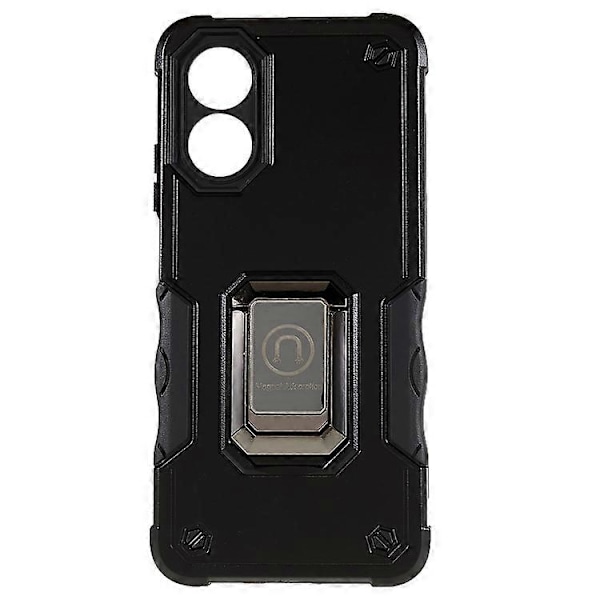 Yhteensopiva Oppo A17 4G pudotussuojattu puhelinkotelo PC + TPU suojakuori rengaspidikkeellä Black