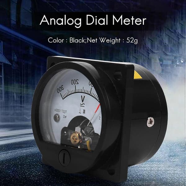 AC 0-300V Rund Analog Skive Panel Meter Voltmeter Måler Sort