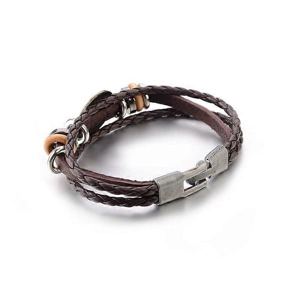 Wekity Punk Legering Läderarmband för Konstellation Flätat Reparmband Armring