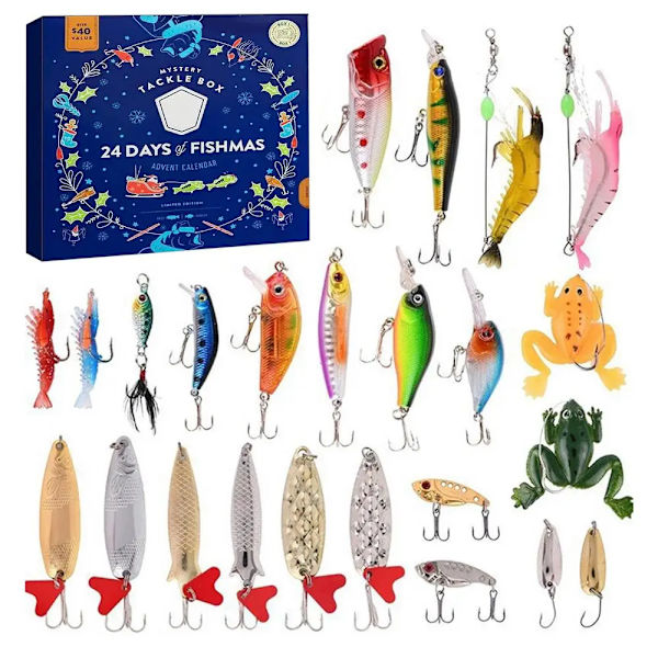 2023 Fiskeredskap Adventskalender Jul 12 Dagars Nedräkningskalender Fiskbete Julkalender för Fiskeälskare Present style 1