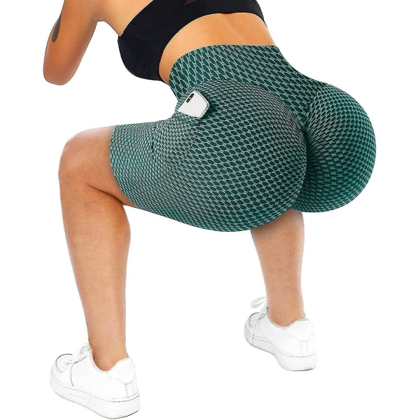 Tflycq Träningsleggings för kvinnor Fitness Sport Löpfickor Leggings Yogabyxor Green M