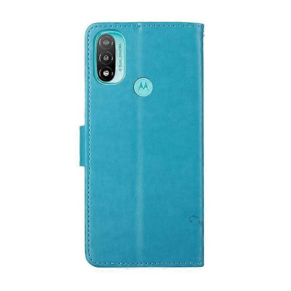 Moderigtig pungfunktion Flip Prægede Sommerfugle Blomst PU Læder Ridsefast Telefon Cover Stativ Skal Kompatibel Med M Blue