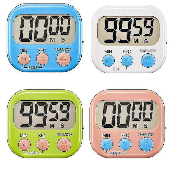 4-delt multifunksjonell elektronisk timer, tidsstyringstimer for læring, egnet for kjøkken, studier, arbeid