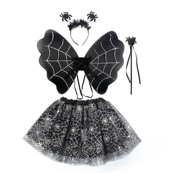 Flickor Lila Bat Fancy Dress Up Spindelnät Häxa Barn Spider Set Halloween kostym A