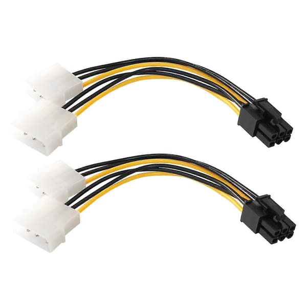2 STK PCI-E 6-pin til Dobbelt 4pin Strømsplitterkabel Grafikkort (6-pin/2x4-pin)