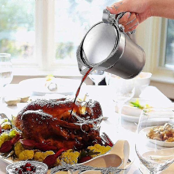 Premium Termisk Sovsekande i Rustfrit Stål, Dobbelt Isoleret Elegant Sølv Termisk Sovsekande, Sauceskål, Perfekt Til Middage