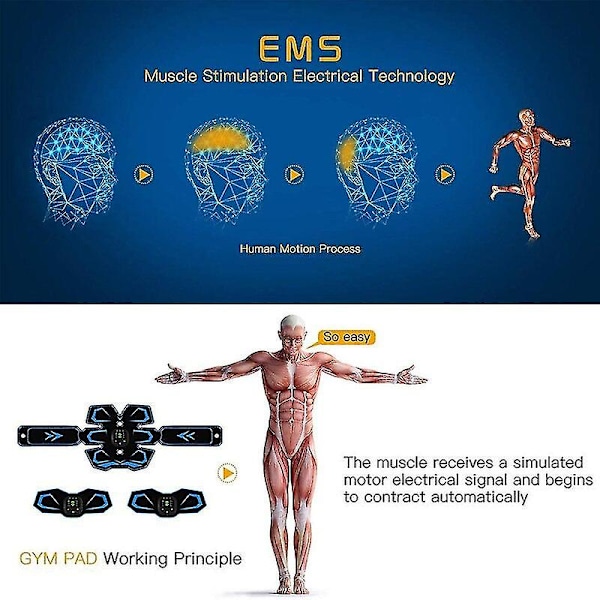 Elektrisk Abdominal Muskelstimulator Ems Träningsbälte Uppladdningsbar Kropp Slim Muskelträningsstimulator Utrustning Fitnessutrustning