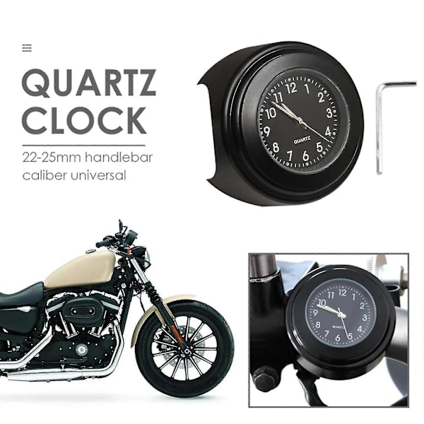 Universal Motorcykel Quartz Ur Vandtæt Motorcykel Monteringsstyr Ur, (1 Styk,) Sort Sort Urskive cy