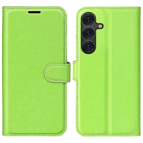 Kompatibelt Skal för Samsung Galaxy S25+ Litchi Textur Stötsäkert Läder Plånboksfodral Green