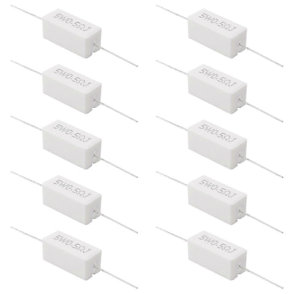 10 stk. Aksial Bly Keramisk Cement Modstand 0,5 Ohm 5W