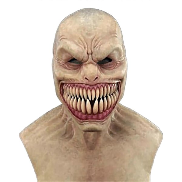 Läskig Realistisk Emulsion Halloween Huvudbonad Spetsiga Tänder Delad Mun Skräck Ansiktsskydd för Hemmet-ZZY