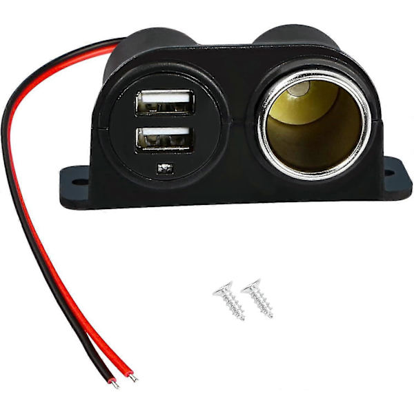 12v USB cigarettænderudtag - Med dobbelt USB-strømudtag
