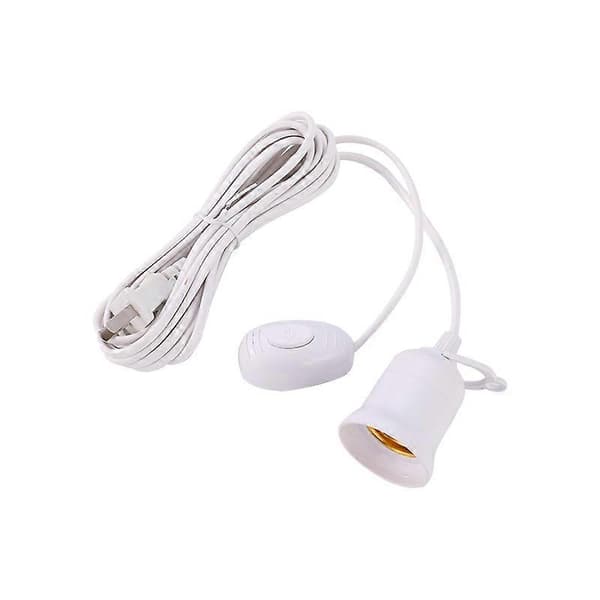 Adapterkabel med fatning/afbryder, Polykarbonat, E27, 250V, 10A, 3 m, Hvid