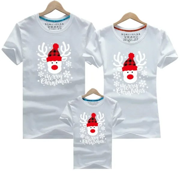 Jul T-shirt 3-delat set Jul familj matchande T-shirt bomull mor-dotter far son topp T-shirt Julklapp white Mom 2XL