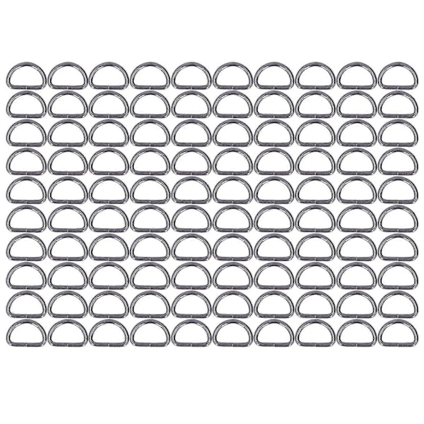 100 st D-ringar Slitstarka Användbara Lätta att Byta Bekväma Praktiska Kompakta Väskspännen för Halsband Grå 2x15x10mm