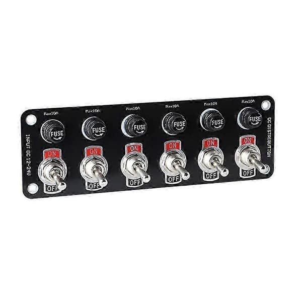 6-veis vippebryterpanel 12-24V På/av-vippebryterpanel med 10A sikringer