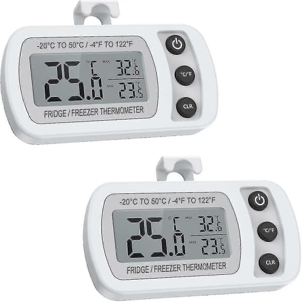 2-pack kylskåpstermometer, digital frys-/kyltermometer