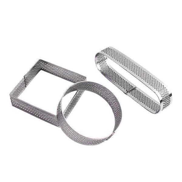 Kjeks Kake Dessertform Rustfritt Stål Tertringer For Baking Mousse Kake Familie Baking 7cm Rund Perforert Design 3 stk
